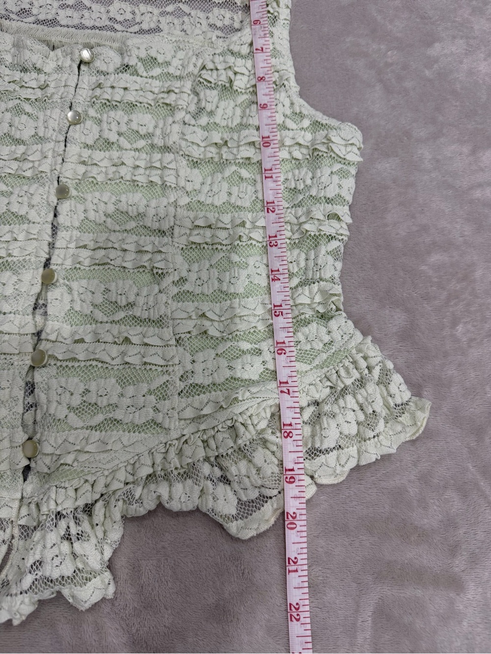 Kimchi Blue Urban Outfitters Lace Ruffle Peplum Top Green L Coquette Y2K - Picture 6 of 7